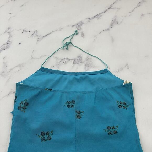 Hourglass Womens Vintage Y2k Halter Dress Size M Blue Paisley Mesh Boho - Picture 8 of 10